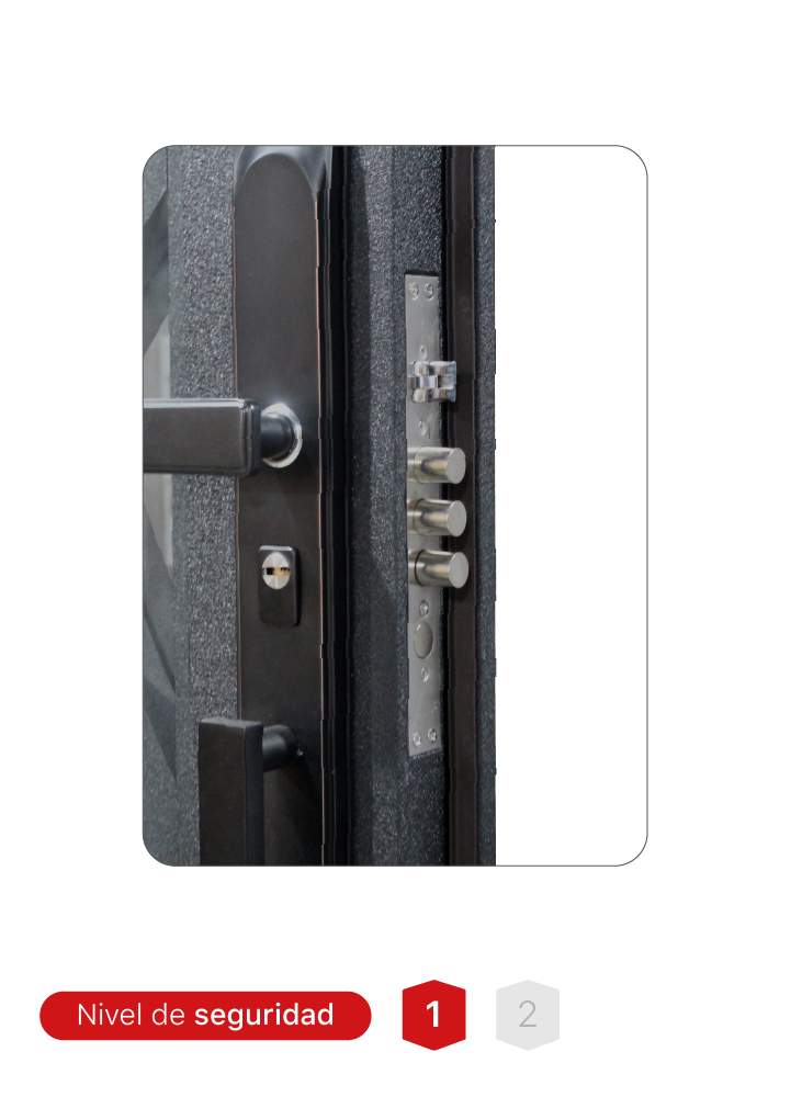 Puerta de seguridad de 70 mm N725-A con acabado mate y vidrio templado de dos capas.