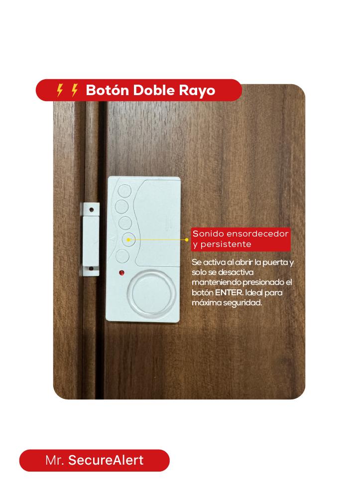 Alarma portátil blanca sobre mesa lista para instalar