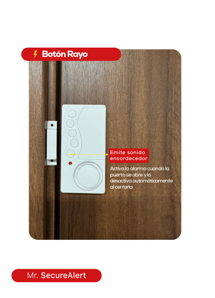 Alarma de seguridad activada con luz indicadora encendida