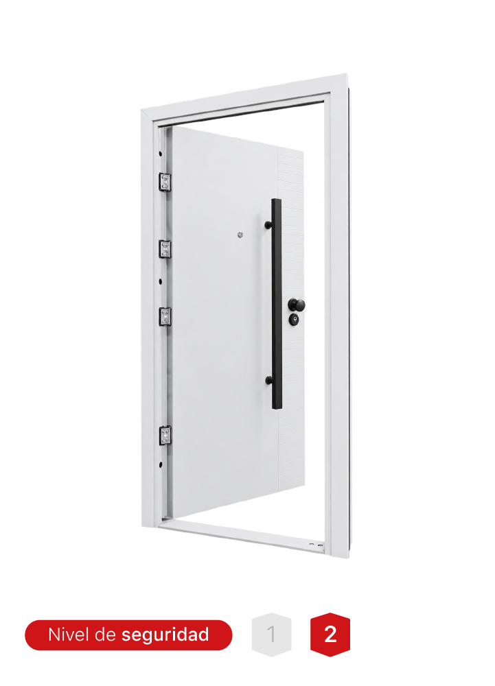 Modelo TL2503-A blanco fabricado en acero con acabado mate y 2 anillos antipalanca.